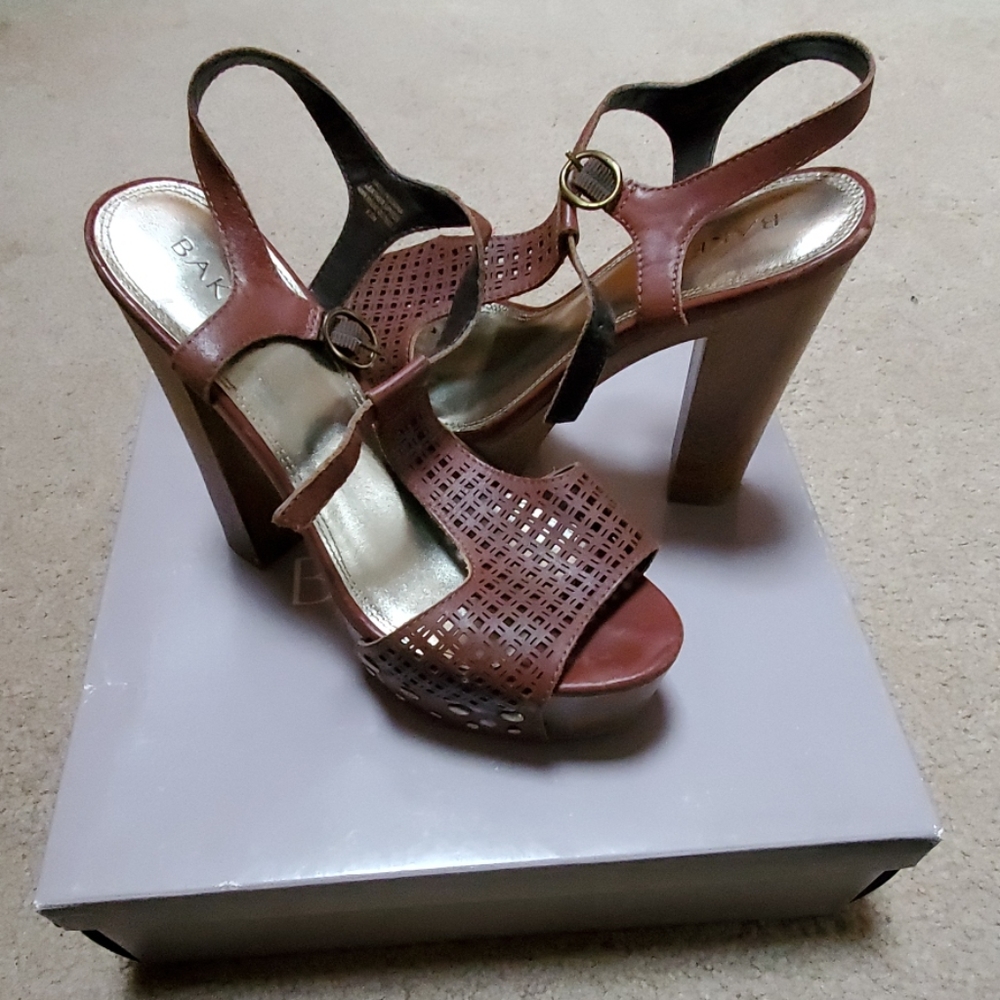 Brown high heeled sandals